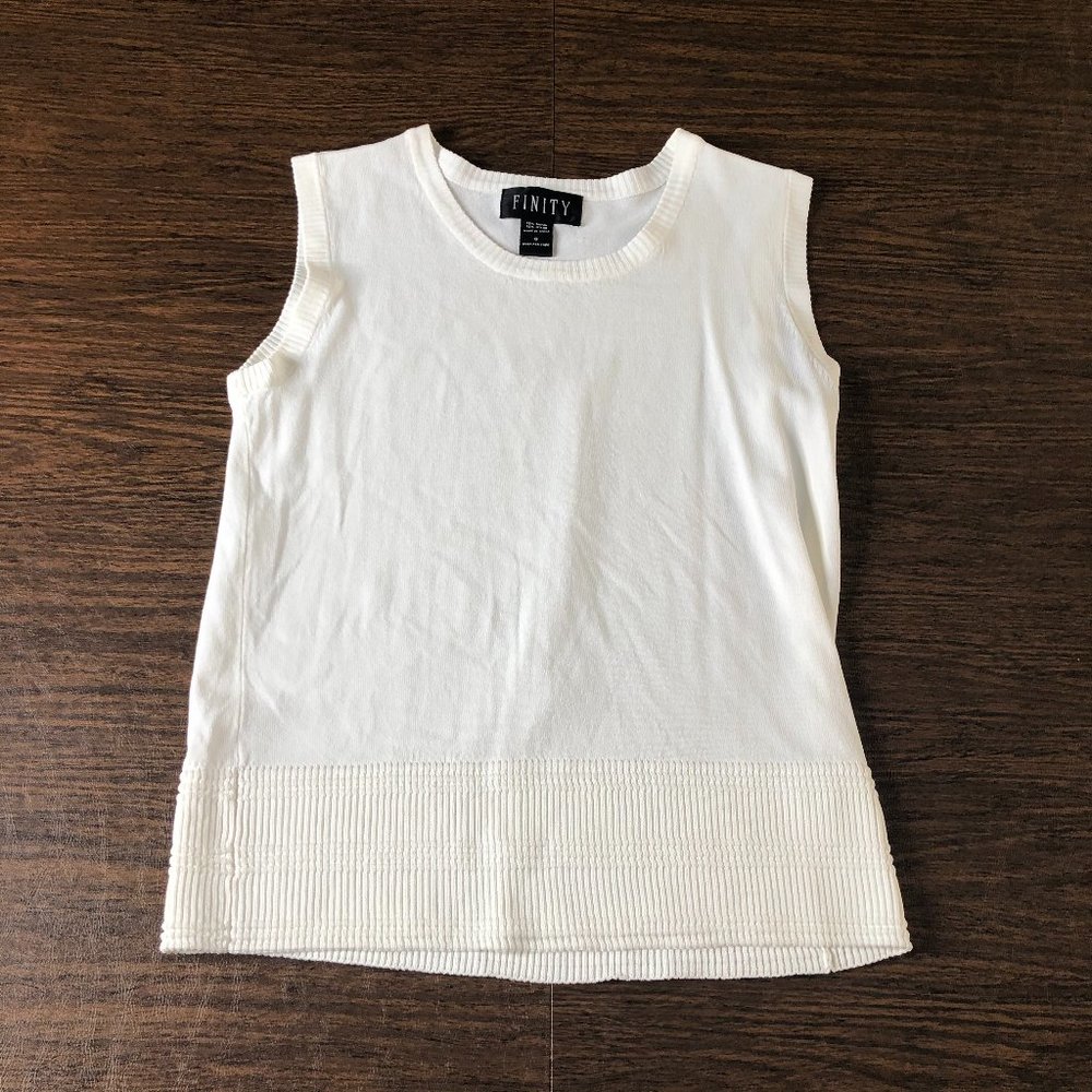 Finity Womens White Sleeveless Top Rayon/Nylon